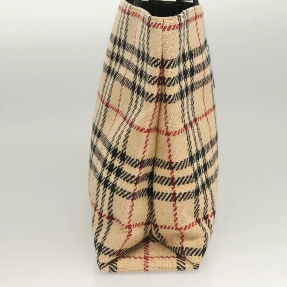 BURBERRY Nova Check Hand Bag Wool Beige Auth - Picture 5 of 15